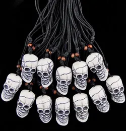 Schmuck Ganze 12 stücke Nachahmung Yak Knochen Schnitzen Halloween Horror Skelett Schädel Kopf Anhänger Halskette Geschenke für männer frauen0391082693