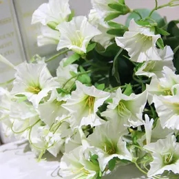 Decorative Flowers Simulation Trumpet Flower Bouquet Morning Glory Bonsai Decoration Artificial Silk Plant Wall Material