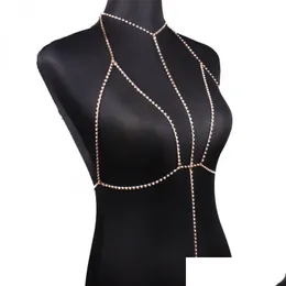 기타 Y Crystal Bra Slave Harness Body Chain 여성 모조 다이아몬드 초커 목걸이 비키니 비치 패션 보석류 드롭 배달 DHT4N