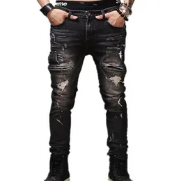 Джинсы мужские Новые модные джинсы с дырками в стиле Робинс, мужские брюки, прямые брюки, дизайнерские, высокого качества315Z
