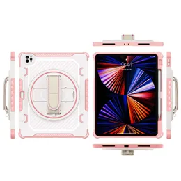 newest heavy duty shockproof tablet case with 360 rotation hand strapkickstand for ipad 10 2 10 5 11 mini 6 silicone ipad case