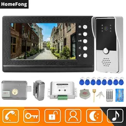 Doorbells Homefong Kablolu Video İntercom Home Kapı Telefonu Kapı Zili Elektrik Kilidi 7 İnç Ekran Monitör Ev Erişim Kontrol Sistemi HKD230918