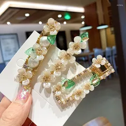 Haar Clips 2023 Koreanische Trendy Shell Blume Blätter Simulierte Perle Strass Frühling Barrettes Für Frauen Mode Schmuck Pins