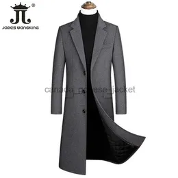 Damen Wollmischungen 2023 Herbst und Winter Boutique Woolen Schwarz Grau Klassisch Einfarbig Dicke Warme Herren Extra Lange Wolle Trenchcoat Männliche JackeL230918