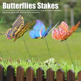 Decorative Flowers 50PCS Simulation Butterflies Stakes Outdoor Garden Ornaments Patio Yard Decoration