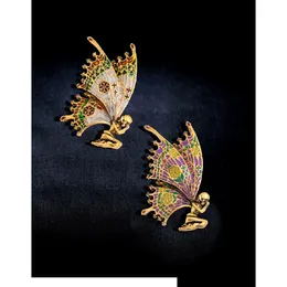 Pins Brooches Vintage Butterfly Wings Fairy Quality Enamel Women Brooch 2 Colors 2021 Angel Designer Jewelry Gift Drop Delivery Dhnma