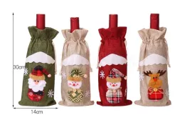クリスマス装飾シャンパンボトル保護セット亜麻袋テーブル装飾ボトルクリスマスキャップDC889 JJ 9.18
