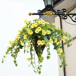 Decorative Flowers 1pc Artificial Morning Glory Flower Bunch Pretty Mornings Glorys Decoration Hanging Vine Plants Wedding Party Garden