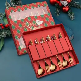 Colheres 6pcs conjunto de talheres de natal talheres de aço inoxidável com pingente para decoração festiva de casa