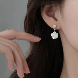 Baumelnde Ohrringe, elegant und frisch, Kamelienblütenform, Tropfenform für Damen und Mädchen, trendiger koreanischer Schmuck, Lady Girl Party Protagonist Eardrop