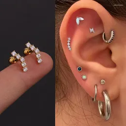 Stud Oorbellen 2PC Rvs Hart Oorstekers Oorbel Vrouwen Kleine Kristallen CZ Vlinder Tragus Kraakbeen Conch Daith Piercing