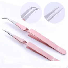 Nail Art Kits Ur Sugar Elbow Cross Lock Reverse Tweezers Rose Gold Curve Scpture Beliscando Straight Curvo Professional Tool Set Kit Dr Dhkre