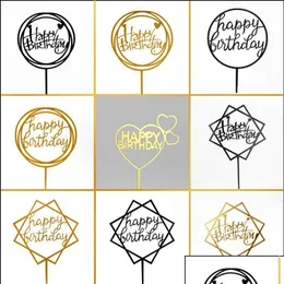 Other Festive Party Supplies 10Pcs/Lot Mti Style Acrylic Hand Writing Happy Birthday Cake Topper Dessert Decoration For Lovely Drop De Dh0O6