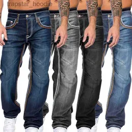 Mäns jeans män jeans mjartoria höst denim byxor smala rak mörkblå vanlig passform långa byxor jean män hombre l230918