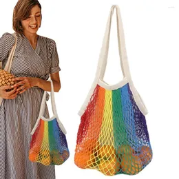 Storage Bags Reusable Grocery For Fruit Vegetable Cotton Mesh Bag With High Volume Elasticity Colorful Design Shopping
