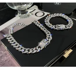 Hiphop Chain Cuban Link Bracelets Necklace for Men and Women Full Diamond Stone Silver Gold Jewelry8565552