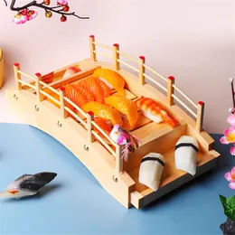 Sushi Tools Japanese Sushi Wood Boat Arch Bridge Boats Sashimi Platter Cooking Dry Ice Dragon Boat Platter 230918