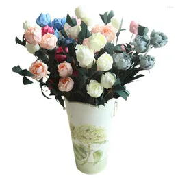 Dekorative Blumen, 1 Blumenstrauß, 6 Köpfe, künstliche Rose, künstliche Seide, PE, für Hochzeit, Party, Dekoration, Zuhause, Büro, tägliche Dekoration, Farben