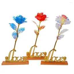 Flores decorativas criativas 24k folha de ouro flor rosa eterna galáxia para sempre luz led casamento aniversário dia das mães presente romântico amante