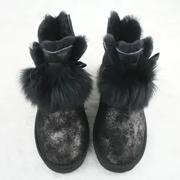 Boots 2023 Genuine Wool Lining Fashion 100 Cowhide Leather Snow Classic Women Warm Winter Shoes for 43 Size 230918