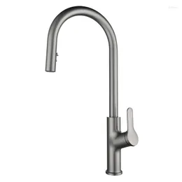 Kitchen Faucets Brass Shaped Single Handle Tall Curved Spout Sink Faucet Basin Pullout Mixer Faucet.