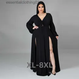 Abiti casual di base Taglie forti Nuovo vestito Donna Elegante abbigliamento donna di lusso Sexy scollo a V lungo 5xl Abiti eleganti Abiti estremi Sexines 3xl 4xl 5xl 6xl L230918