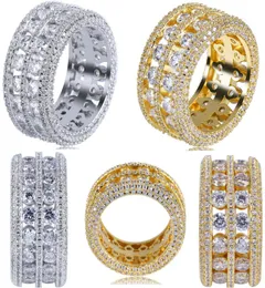 Bague pour hommes bijoux hip hop vintage Zircon glacé anneaux de cuivre luxe or argent plaqué pour amoureux bijoux de mode entier 20191045522