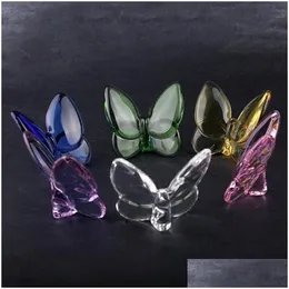 Party Favor Colored Glaze Crystal Butterfly Ornaments Home Decoration Crafts Holiday Gifts Drop Delivery Garden Festive Supplies Event Dhymv