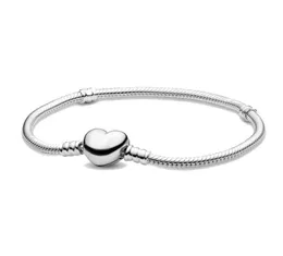 S925 Sterling Silver Plated Bracelet Heart Clasp Chain Bracelet Fit Pandora Charm Beads Bracelets Women Dadies DIY Jewelry Making 16-23cm Wholesale Price6572601