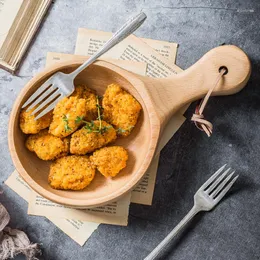 Ciotole da cucina insalata ciotola di frutta carino in legno con manico lungo piatti giapponesi piatto di riso vassoio da portata stoviglie