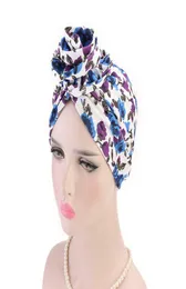 Cotton Bohemian Style Flower Print Stretch Turban Ruffle Hair Hats Beanie Bandanas Scarf Head Wrap Headwear For Women 263236976