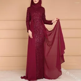 Ropa étnica elegante musulmán mujeres vestido de fiesta lentejuelas brillante damas dubai abaya vestidos femenino marruecos árabe bata kaftan vestido de fiesta