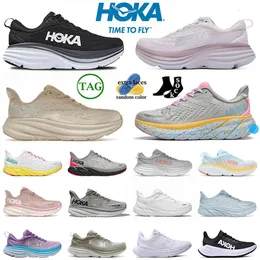 2023 Новое дизайнерское поступление Hoka Clifton 9 Bondi 8 Hokas Shoes Большие женские свободные люди Розовый персиковый кнут для мужчин и женщин Кроссовки для бегунов на платформе Кроссовки