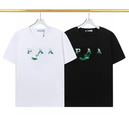 Designer t-shirt ny tung industri broderi ren bomull runda hals kort ärm t-shirt casual mode lösa stort fast färg toppmode