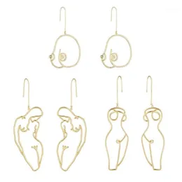 3 par Artsy Abstract Lady Breast Statement Hoop Earrings Kit Hollow Wire Outline Female Body Boob Earrings Kit Jewelry12666