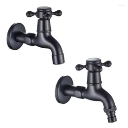 Kitchen Faucets G1 / 2 Black Vintage Brushed Outdoor Wall Mount Faucet Mop Pool Bibcock Tap Single Cold Sink Water Taps Waching Machine