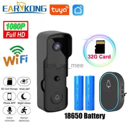 Doortbells فيديو Doorbell Camera WiFi Tuyasmart 1080p HD Camera Camera App Intercom Light Vision Battery Wireless Bell HKD230918