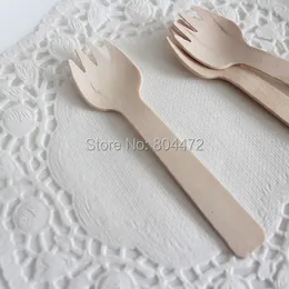 Dostępne zastawy stołowe 100pc drewniane sporks biodegradowalne przyjęcie sztućców jednorazowe weselne ekologiczne ekologiczne forks restauracja i pub impreza bufet mini widelc 230918