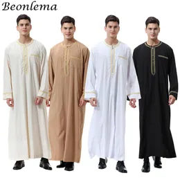 Beonlema O-Collo Arabo Abaya Musulman Homme Dubai Caftano Maniche Lunghe Adulto Jubba Thobe Pakistan Abbigliamento Uomo Abiti da Preghiera2350