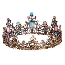 Haaraccessoires Clips Haarspeldjes Barok Vintage Royal Queen Crown Colorf Jelly Crystal Rhinestone Stone Tiara Dameskostuum Bruids Dr Dhwzk