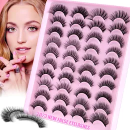 Thick Natural Faux Mink Eyelashes Mix 20 Pairs Soft Delicate Handmade Reusable Fluffy Fake Lashes Extensions Beauty Supply Full Strip Eyelash