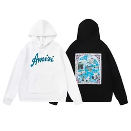 Tasarımcı Amis Erkekler Hoodie 2023 Sonbahar/Kış Yeni İşlemeli Mektup Geri Kişiselleştirilmiş Baskılı Kapüşonlu Sweater Unisex Yüksek Kaliteli Havalı Yakışıklı Erkekler Moda Hoodie