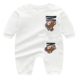 Дизайнерские детские комбинезоны из хлопка для маленьких девочек и мальчиков, одежда с милым медведем и буквенным принтом, комбинезоны для новорожденных, пижамы