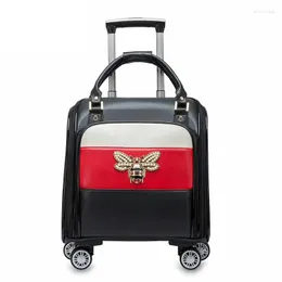 Koffer Carrylove Damen-Kabinen-Rollgepäck, 40,6 cm, 45,7 cm, kleiner süßer Leder-Handgepäck-Trolley-Koffer für Damen