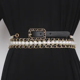 Otros Otros accesorios de moda Cinturón con cadena de perlas para vestidos Accesorio elegante para trajes, suéteres y monos. Cinturón ajustable para mujer dropship 230918