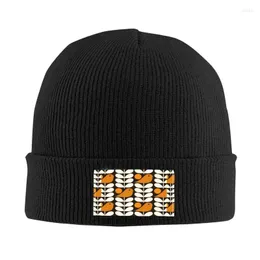 Berets wielowarstwowe ptaki czarne białe pomarańczowe czapkę czapkę knit mężczyzn kobiety unisex orla kiely scandi ciepłe zimowe czapki czapki czapki