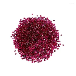 Lösa ädelstenar 0,8 mm till 2mm 8# Röd färg Artifical Ruby Round Shape Corundum 500st per påse