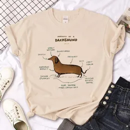 Homens camisetas Dachshund Tee Mulheres Gráfico Engraçado Top Feminino 2000s Streetwear Y2K Roupas