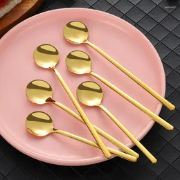 Spoons 2PCS Silver/Gold Dinnerware Korean Spoon Stainless Steel For Household Kitchen Rice Soup Desserts Kitchenware Tableware