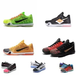 2022Mens black mamba 10s elite low basketball shoes ZK bryants 10 X protro Grinch Green Chester Sunset Gold Yellow sneakers tennis2088